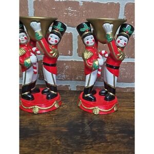 Partylite Christmas Soldier Nutcrackers Candle Holders 6" Tall Vtg Lot Of 2